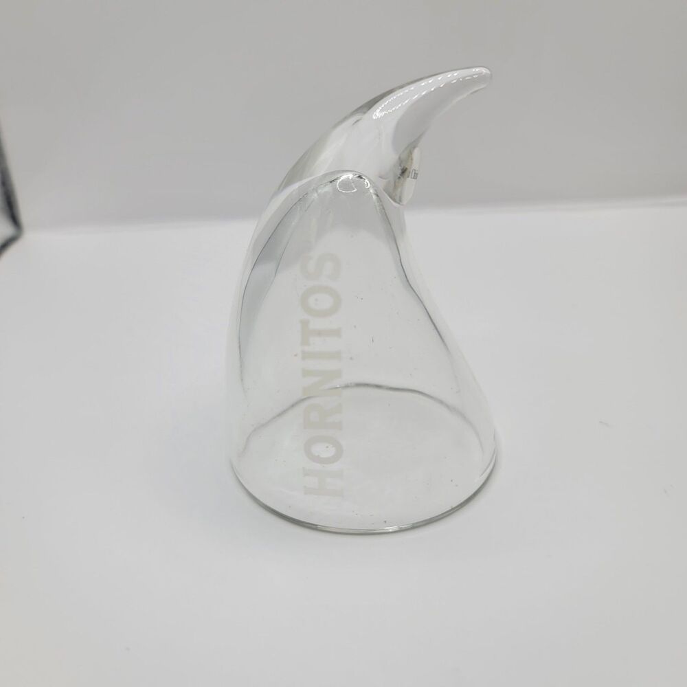 4 Hornitos Tequila Horn Shaped Shot Glasses, Hornitos Logo Etched Shot Glasses
